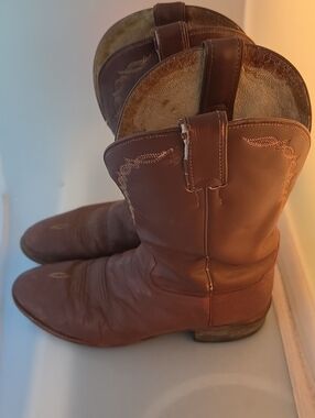 Tony Lama Brown Leather Cowboy Boots 10D